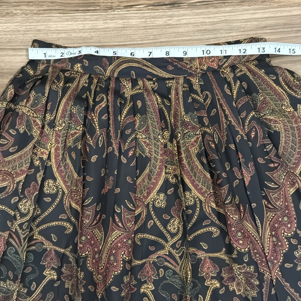 Ralph Lauren 100% Silk Paisley Vintage Purple Label Pockets Pull On Maxi Skirt 8 - Picture 12 of 13